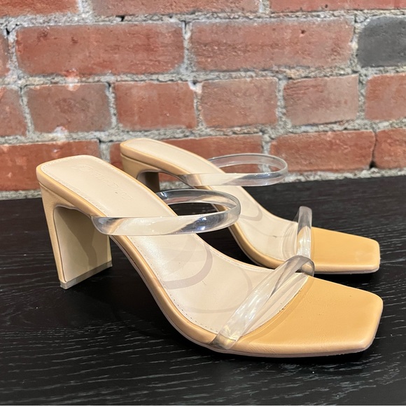 The Drop Avery Square Toe Two Strap High Heeled Sandal Heeled Sandal, size 38 - Picture 2 of 4